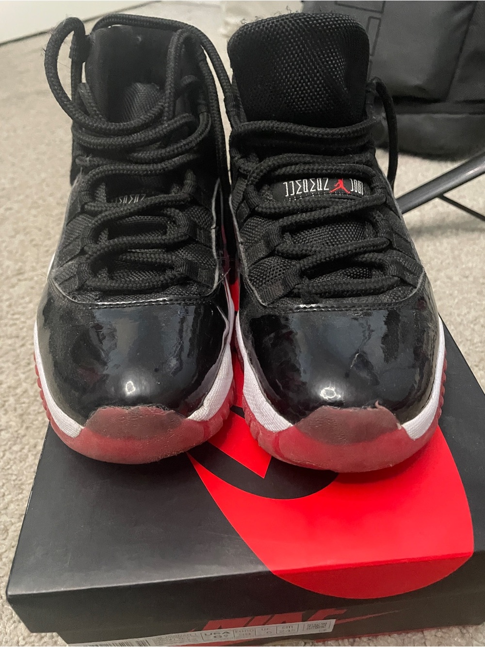 Jordan Kids Black and Red Low-Top Sneakers